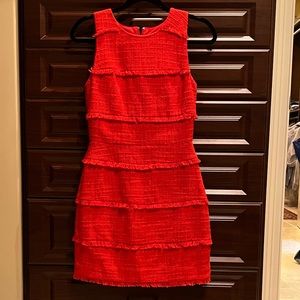 J Crew Red Boucle Dress Size 0